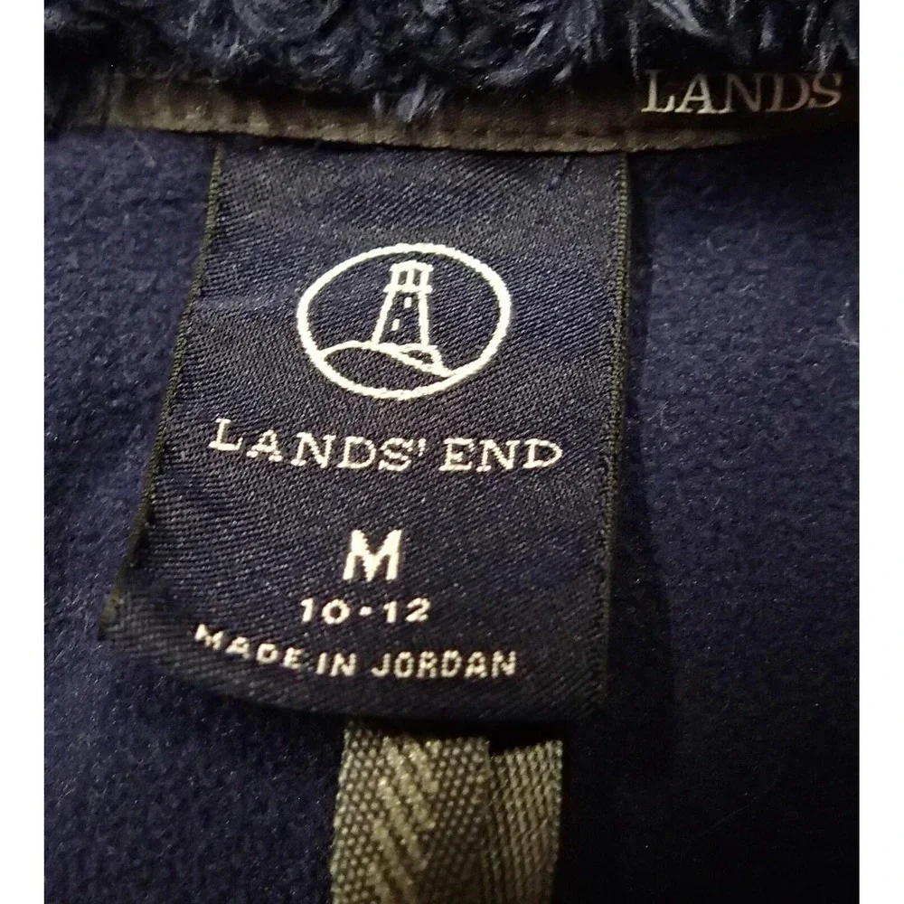 Lands End Softshell Jacket Girls Medium‎ 10/12 Blue Excellent Sherpa Hood Fleece